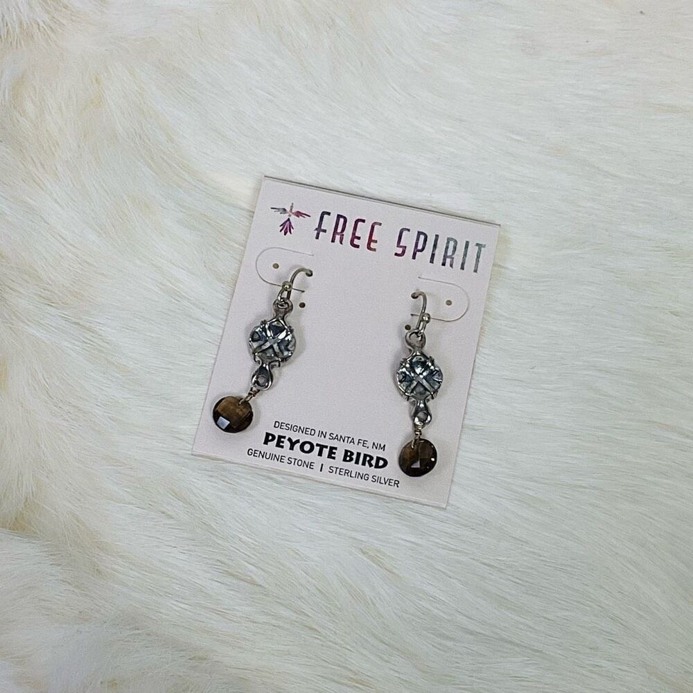 NWT Peyote Bird Free Spirit Sterling Silver Dangle Earrings Hook Back 1.5"